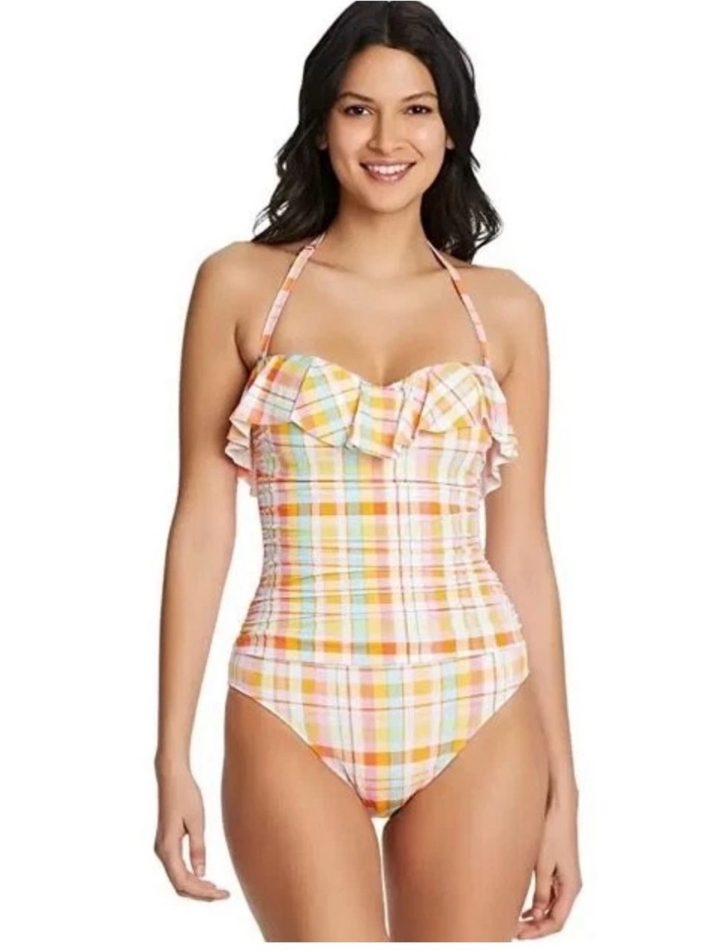 Bleu by Rod Beattie L86520 Multi Hip to be Square Shirred One-Piece Size 6. NWT